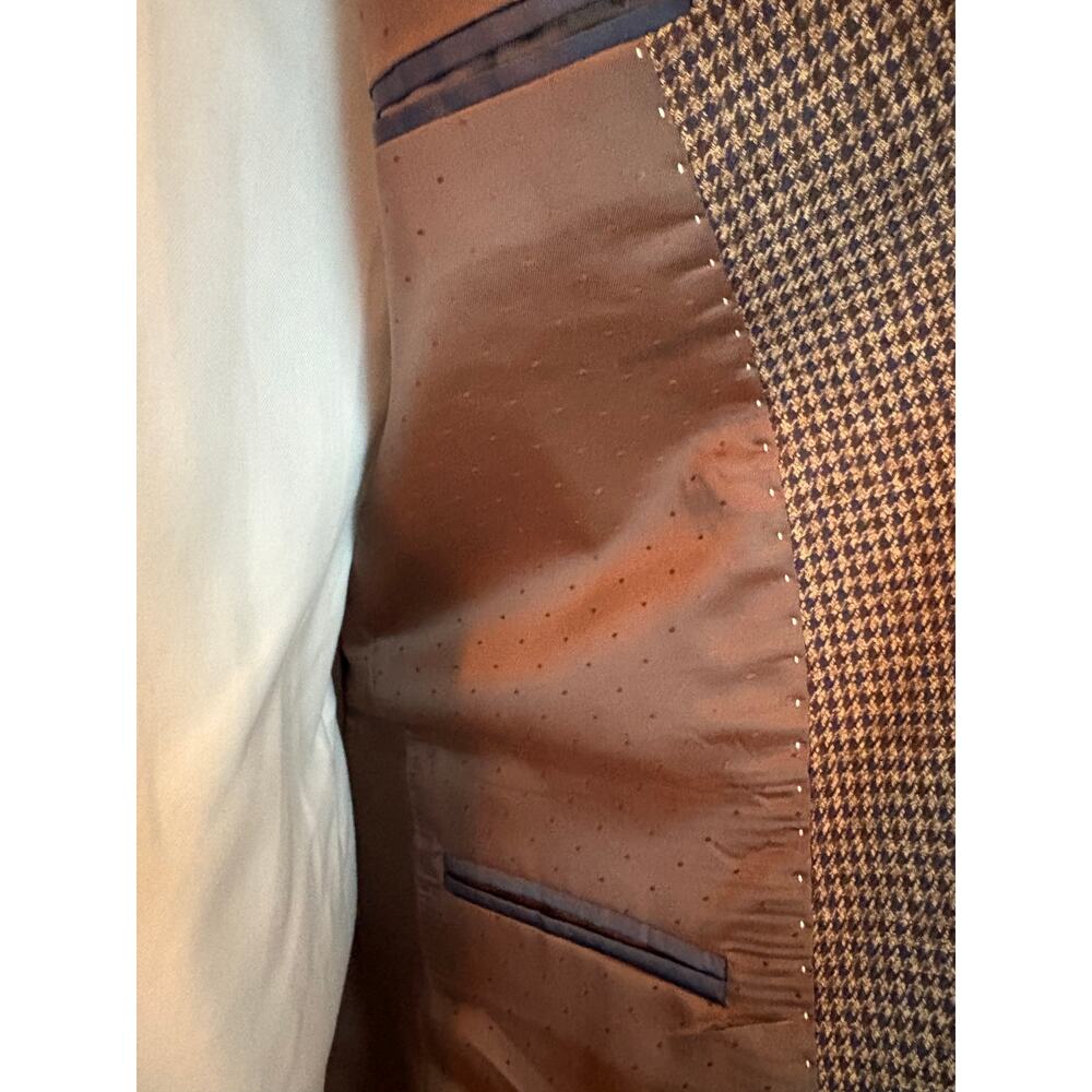 Tommy Hilfiger Blazer 38R Brown Tweed Houndstooth Check Sport Coat 2 button - Picture 9 of 12